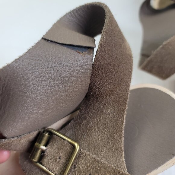 LOFT Criss Cross Leather & Suede Clog Sandals - Picture 14 of 16